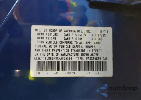 2017 Acura Ilx Acurawatch Plus Package from USA, damaged, VIN 19UDE2F3XHA005598
